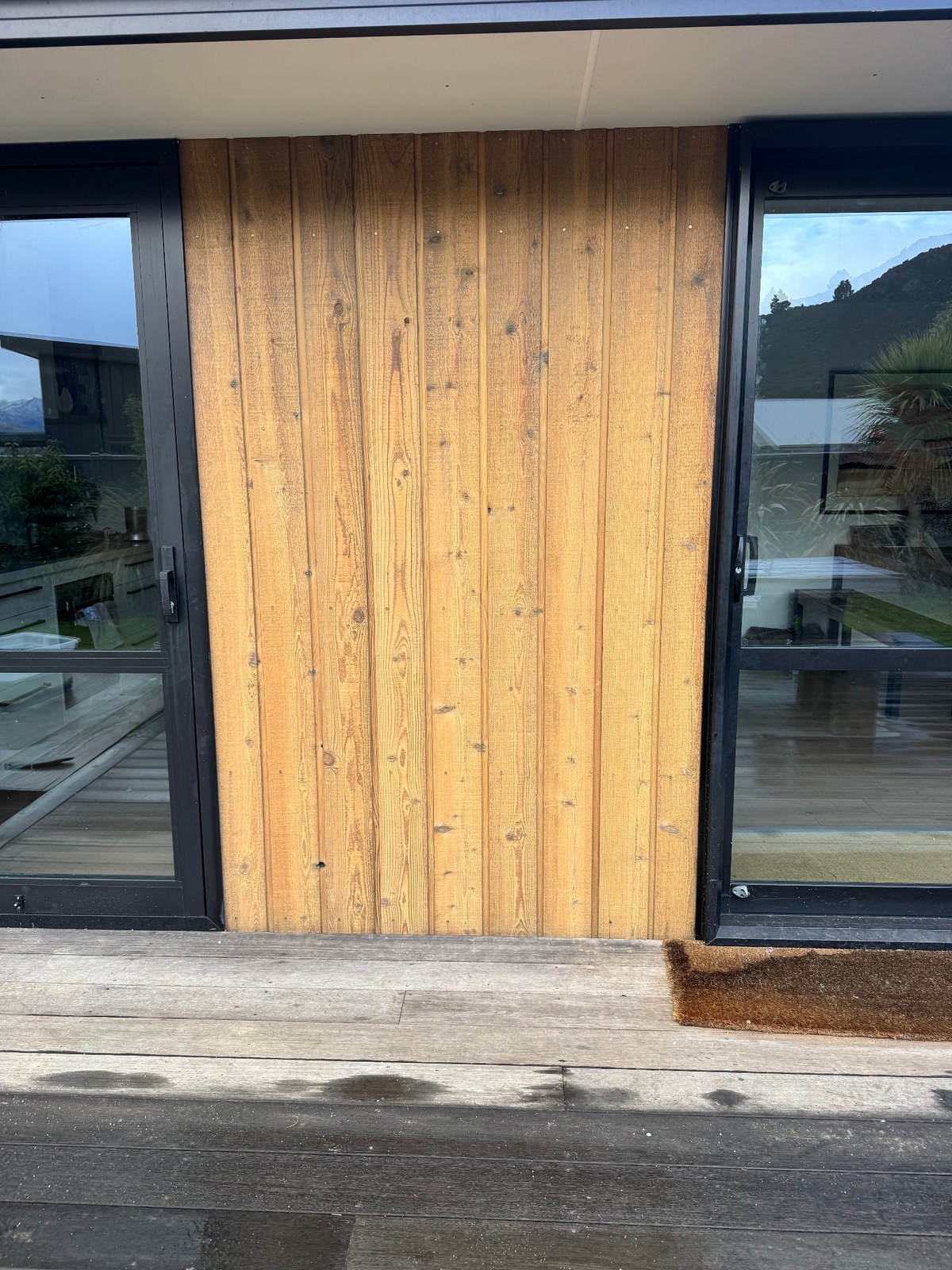 Cedar wall after restoration coating